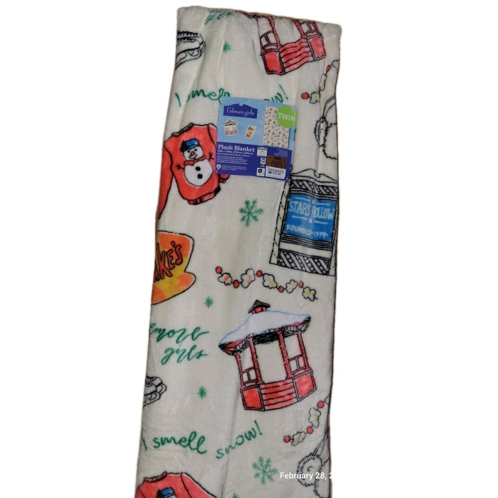 Gilmore Girls Plush Blanket Twin White New Stars Hollow I Smell Snow Throw 60x90
